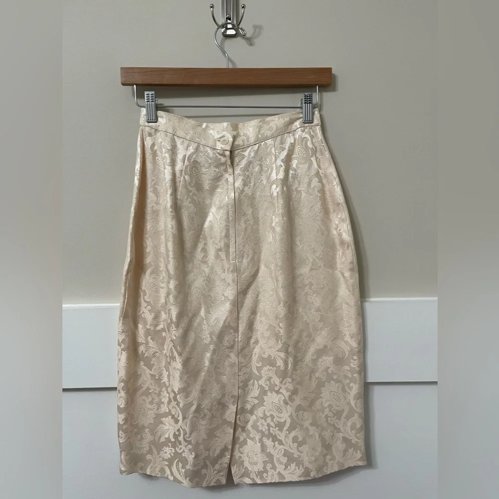 Scott McClintock Vintage Formal Cream Paisley Print Skirt Suit Size 4 - Picture 11 of 13